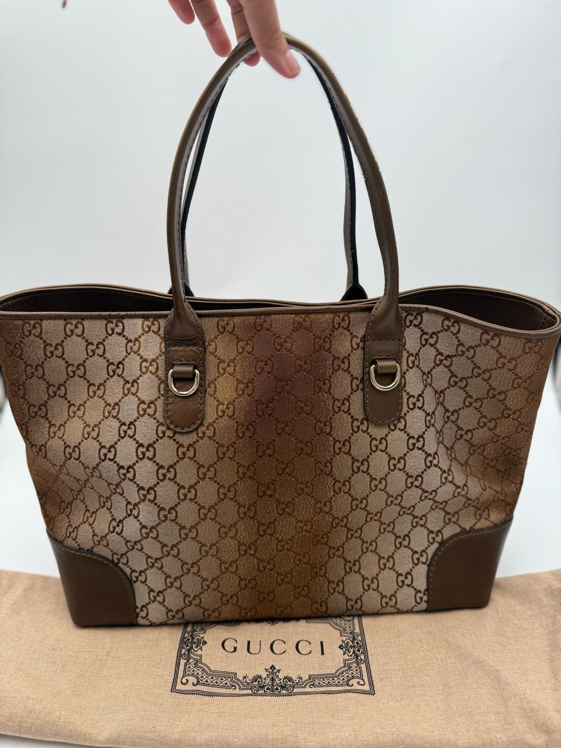 Gucci Monogram Lurex Heart Bit Tote Shoulder Bag