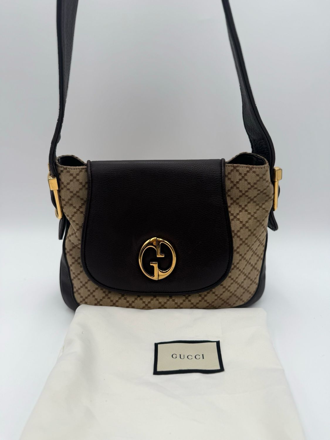 Gucci Diamante Canvas Hobo Shoulder Bag Cellarius Blondie
