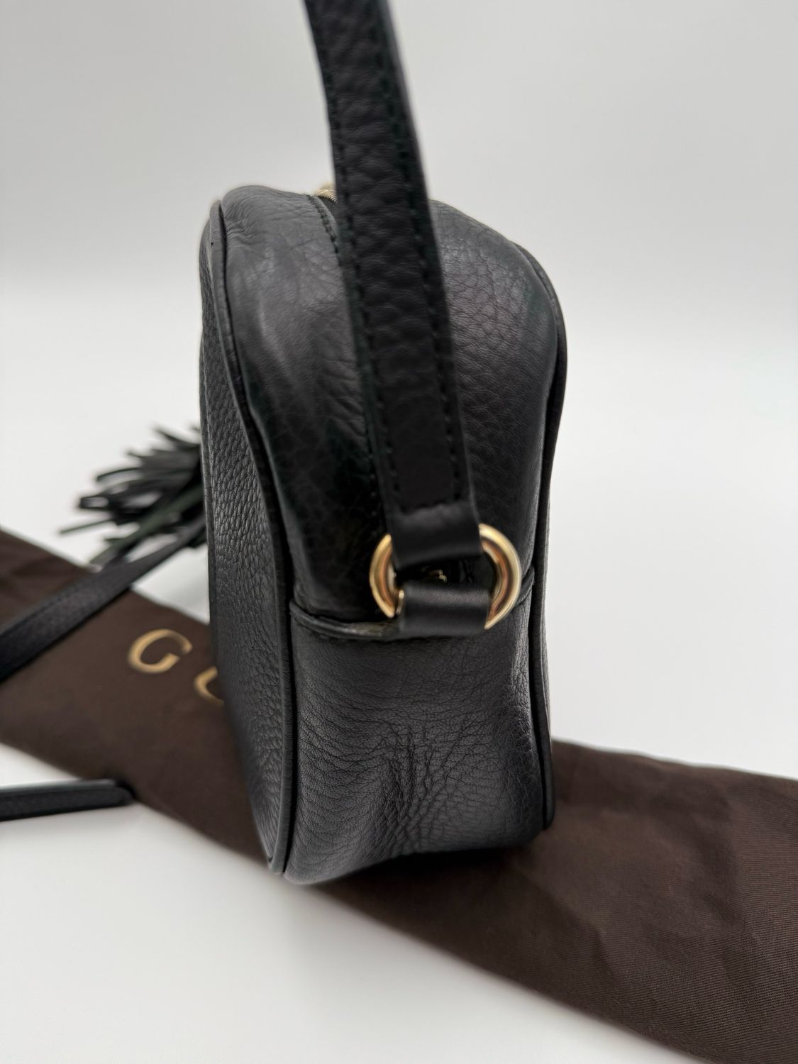 Gucci Soho Camera Bag Pebbled Leather Crossbody Sling Bag Small
