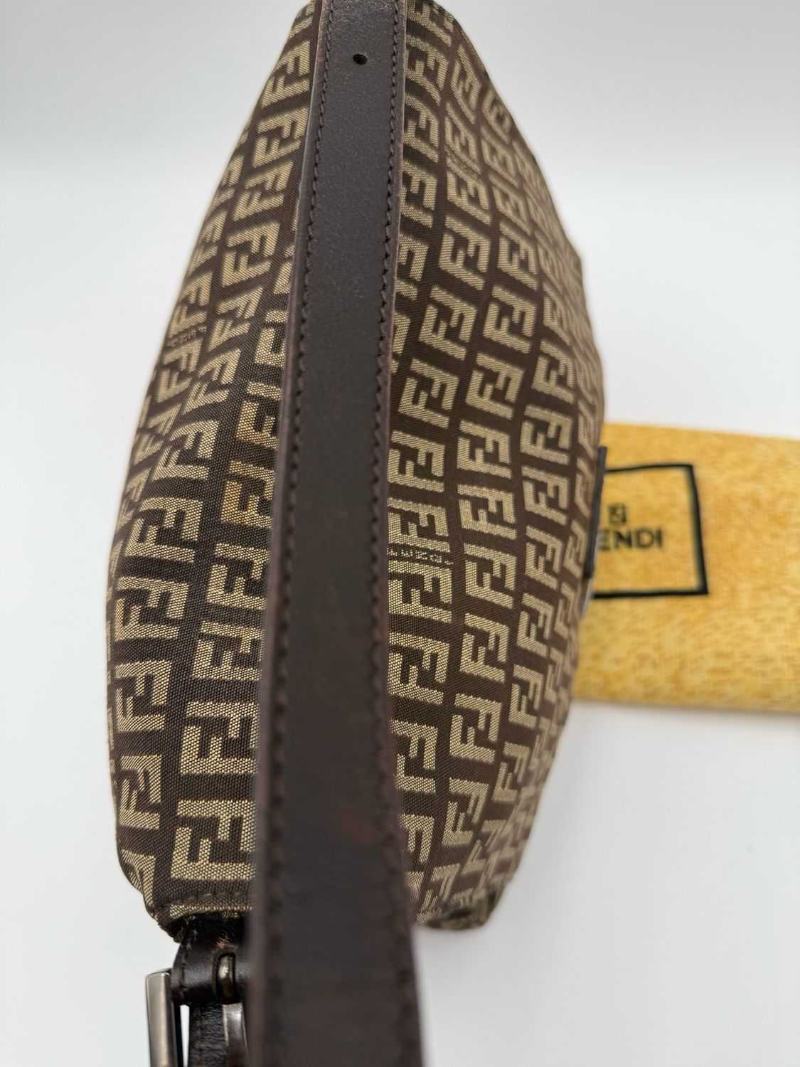 Fendi Zucca Canvas Baguette Mama Hobo Shoulder Bag