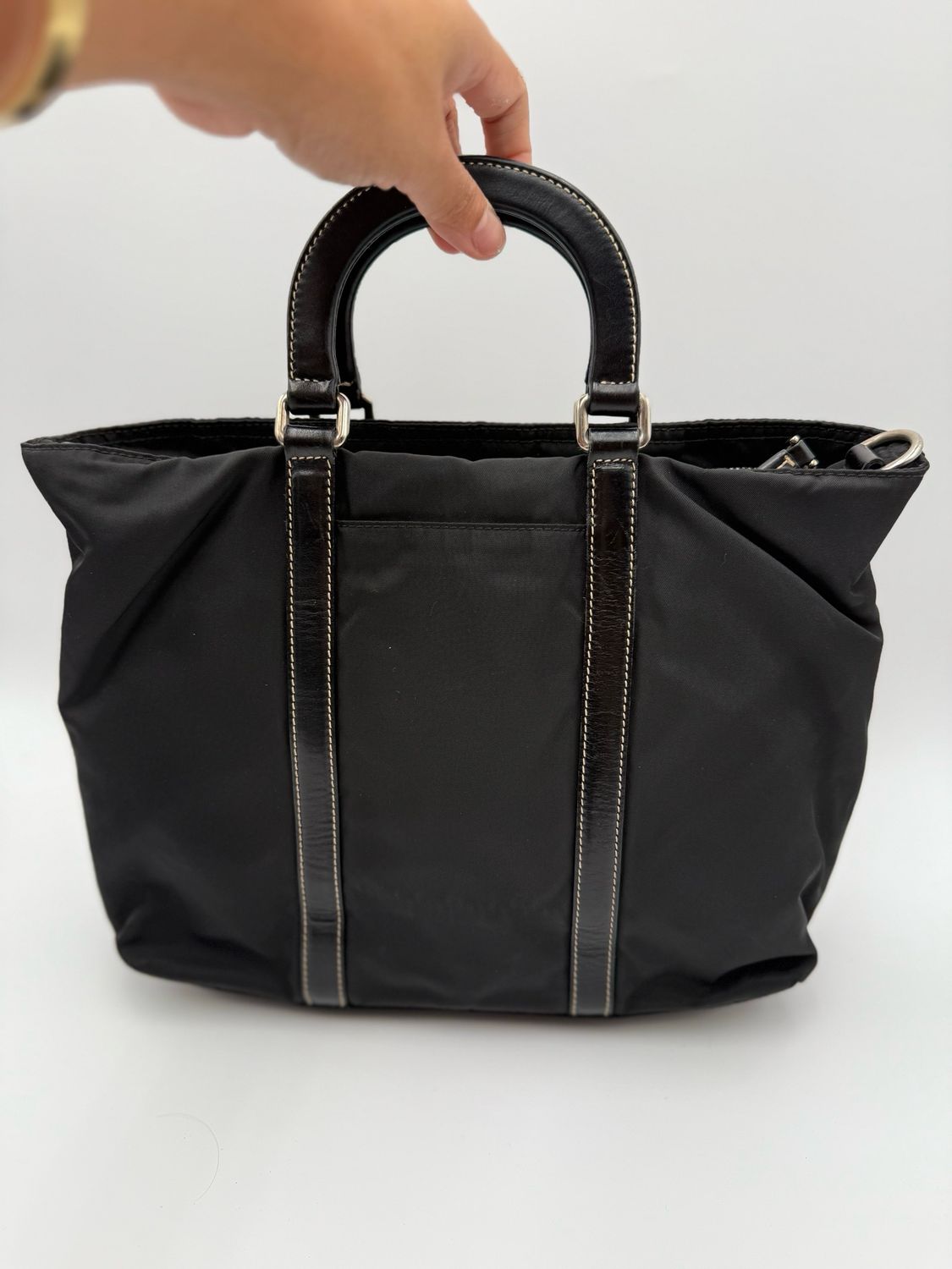 Prada Nylon Tessuto Handbag Top Handle Black