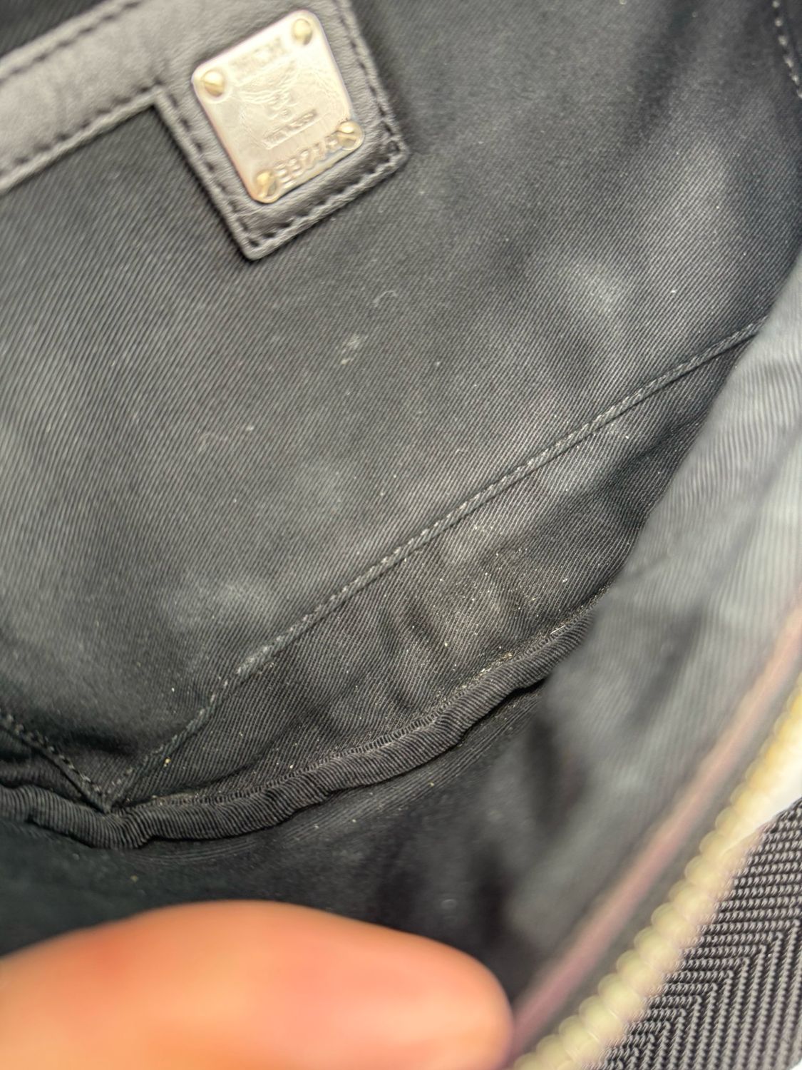 Mcm Black Belt Bag Bum Bag Unisex Leather Monogram