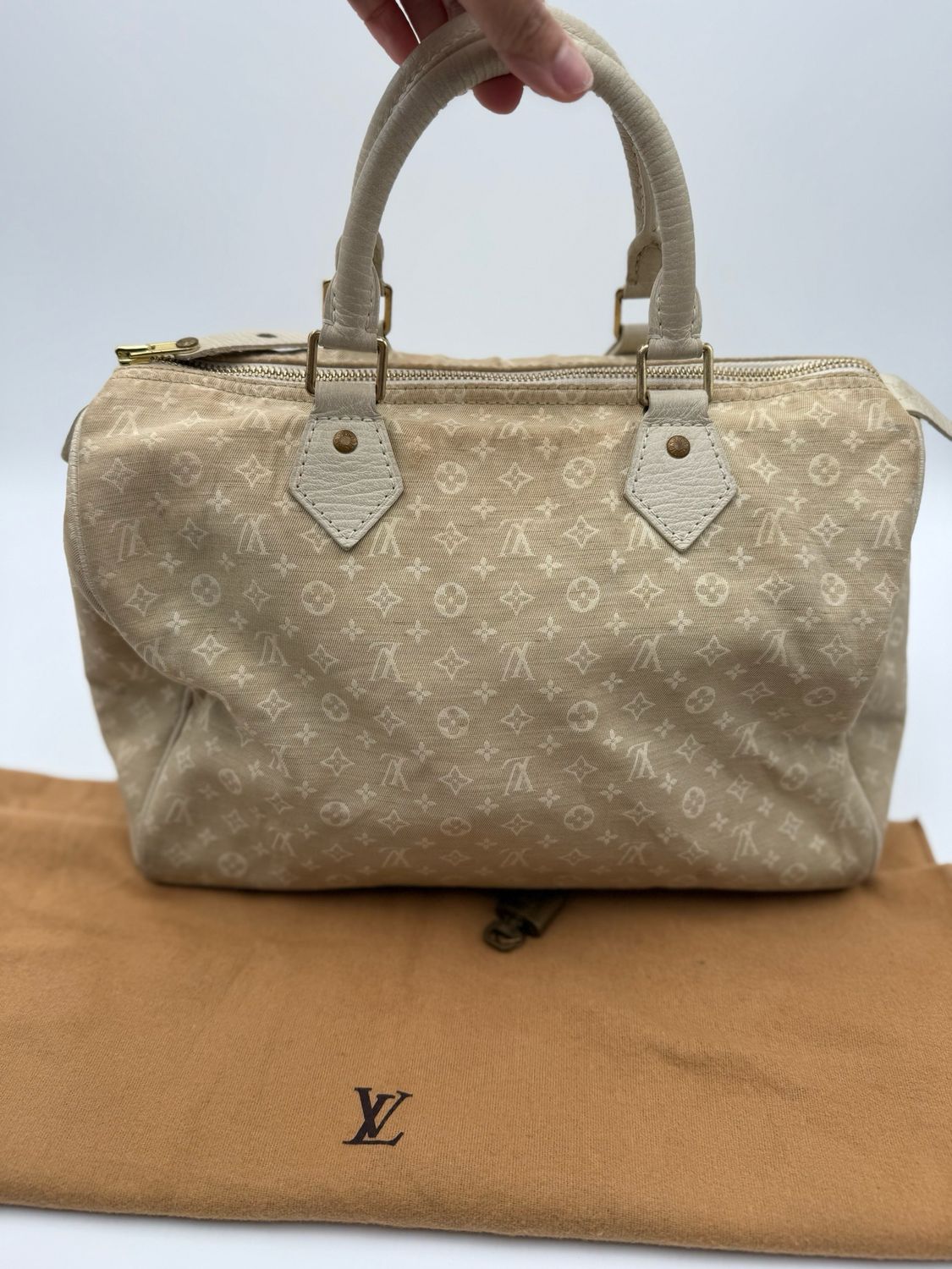 Louis Vuitton Speedy 30 Mini Lin Handbag Top Handle Boston
