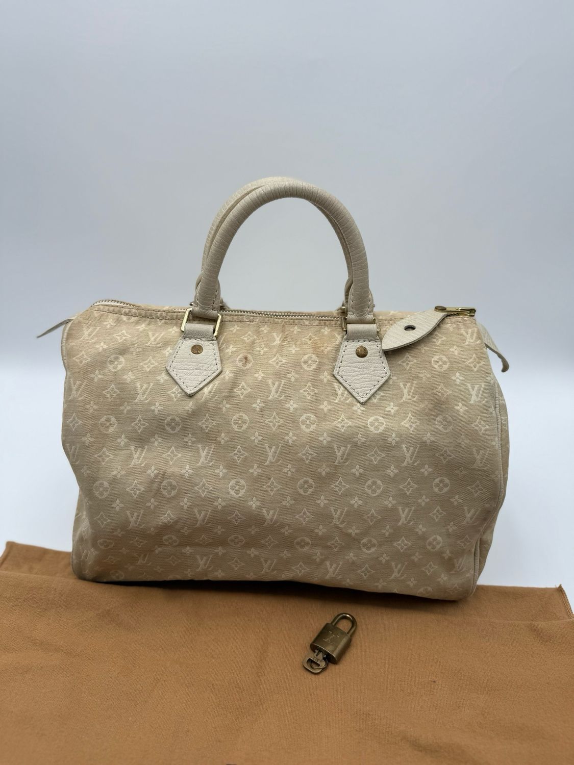Louis Vuitton Speedy 30 Mini Lin Handbag Top Handle Boston