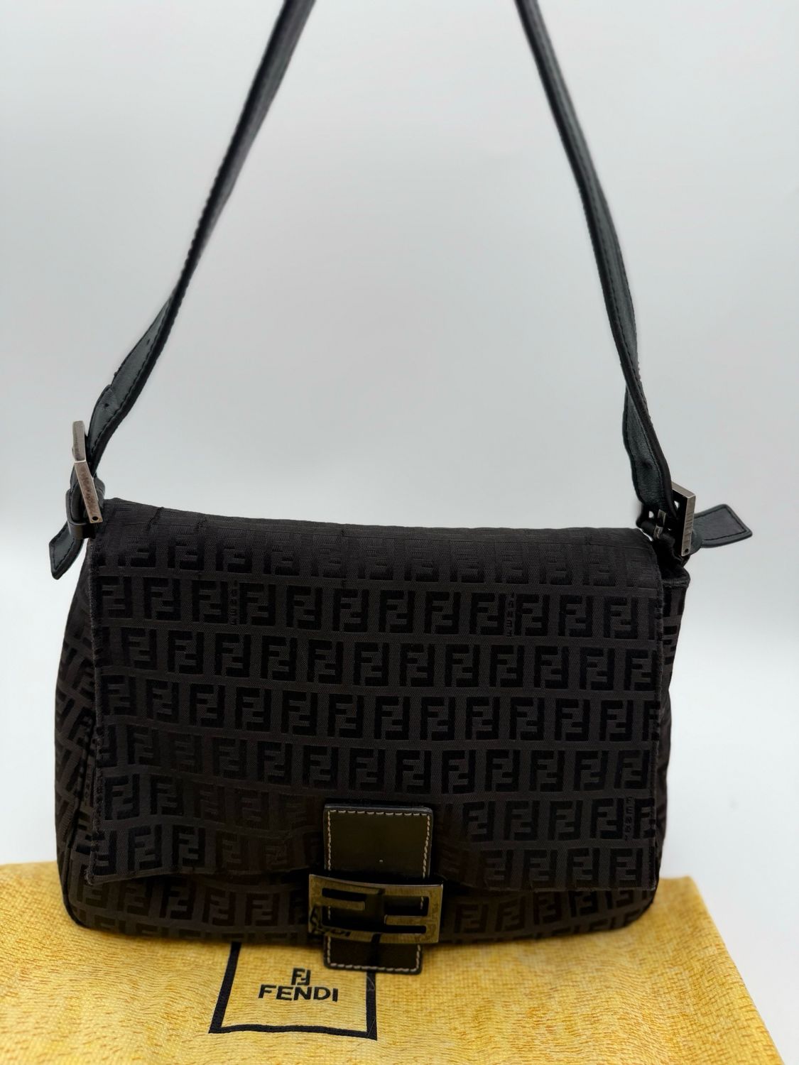Fendi Zucca Mama Baguette Hobo Shoulder Bag