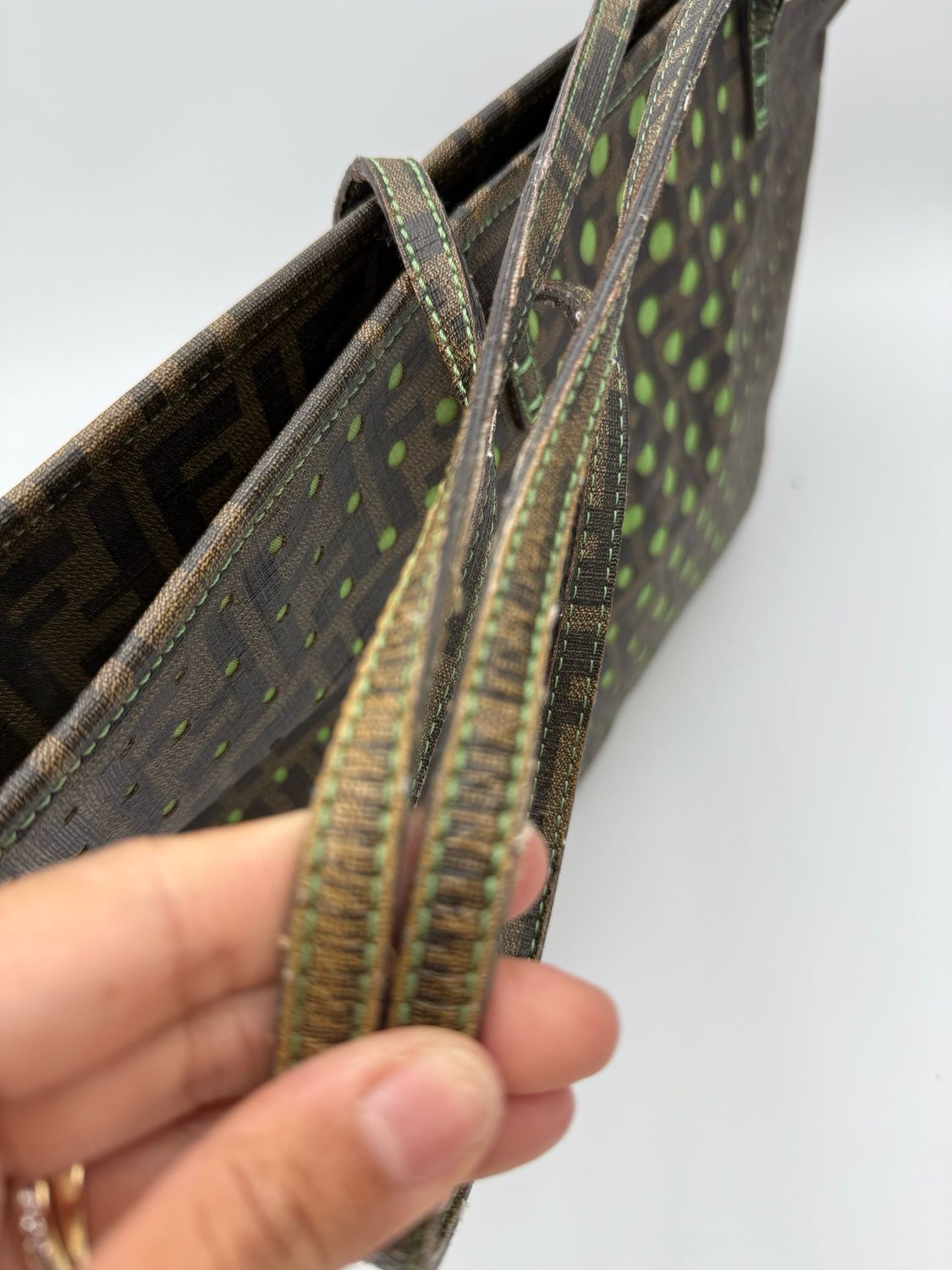 Fendi Zucca Spalmati Medium Roll Tote Shoulder