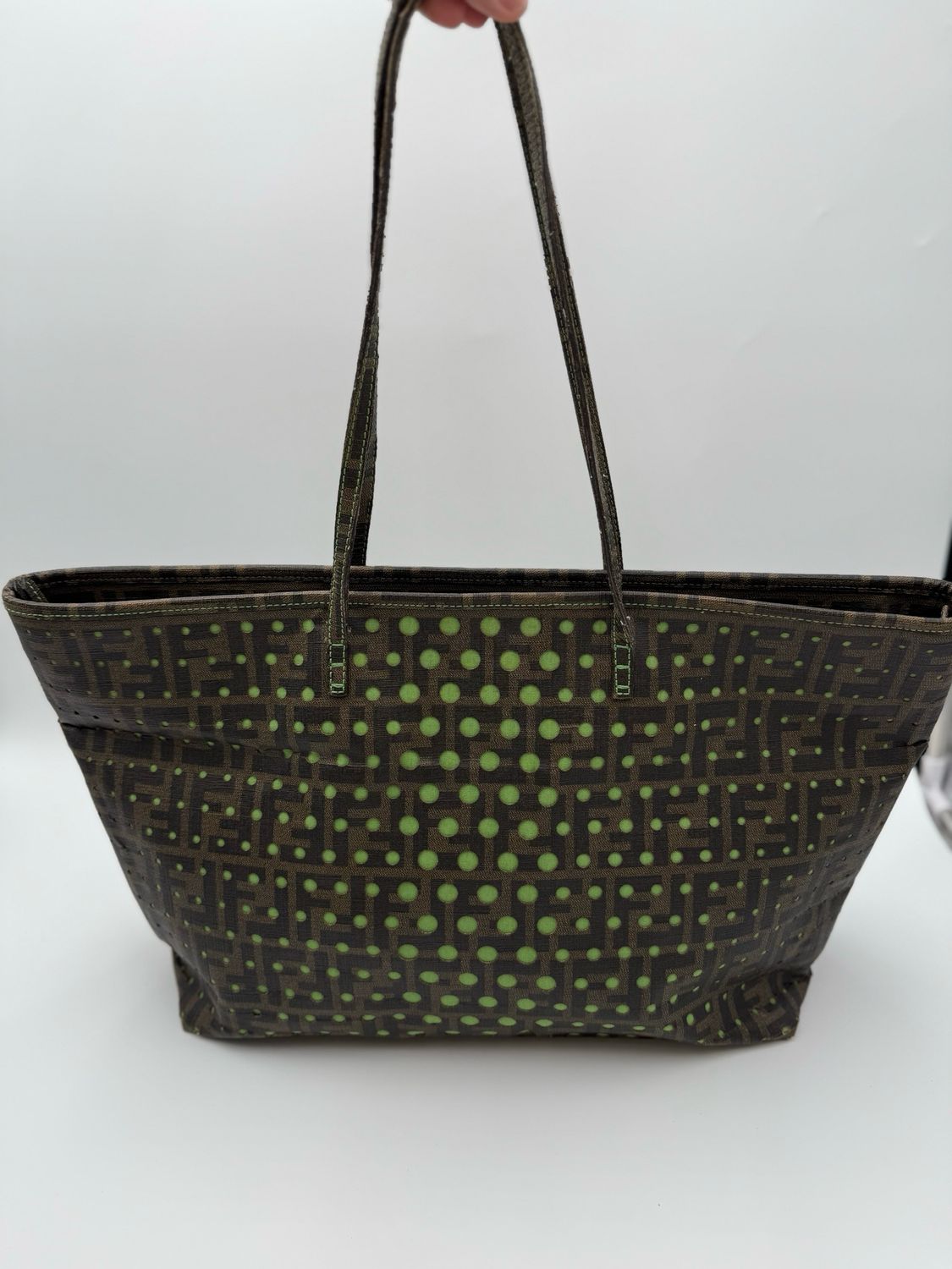Fendi Zucca Spalmati Medium Roll Tote Shoulder
