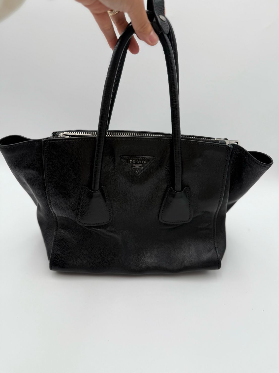 Prada Vitello Daino Twin Tote Small Black