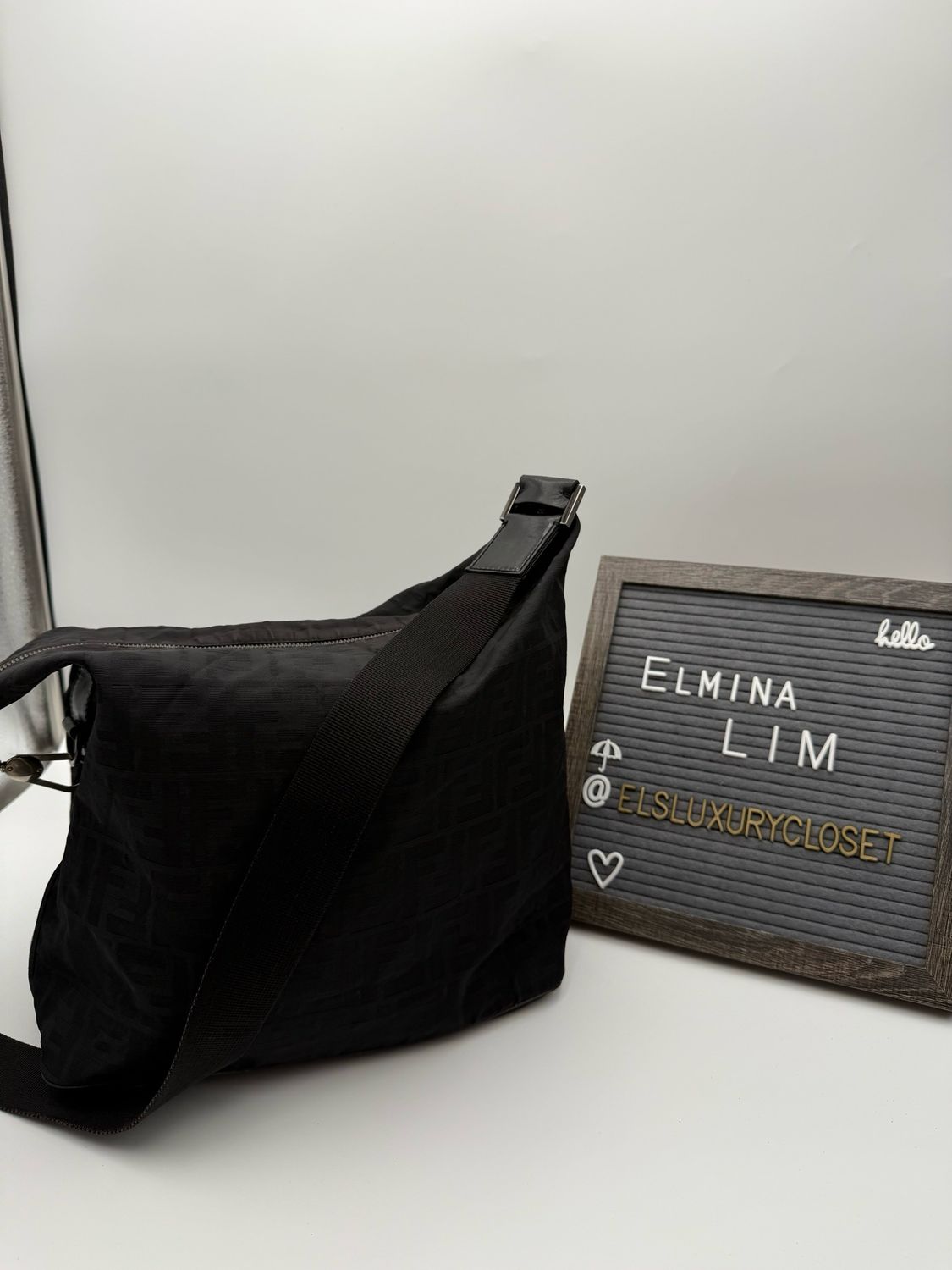 Fendi Zucca Hobo Canvas Messenger Crossbody Sling