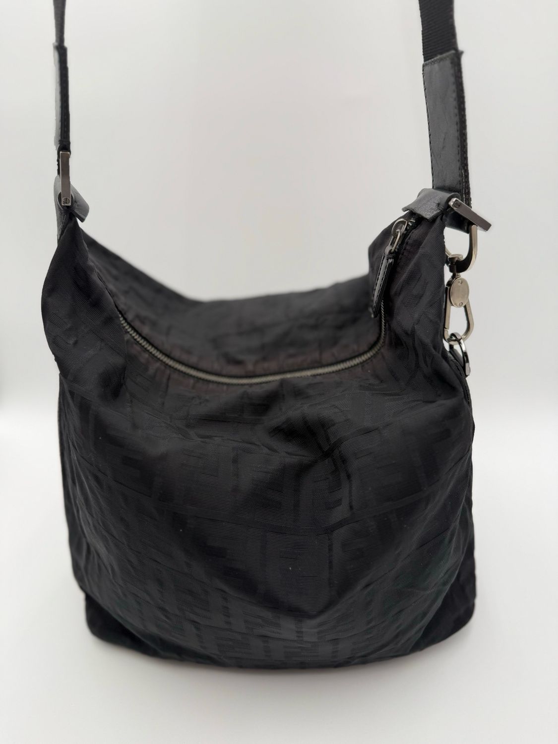 Fendi Zucca Hobo Canvas Messenger Crossbody Sling