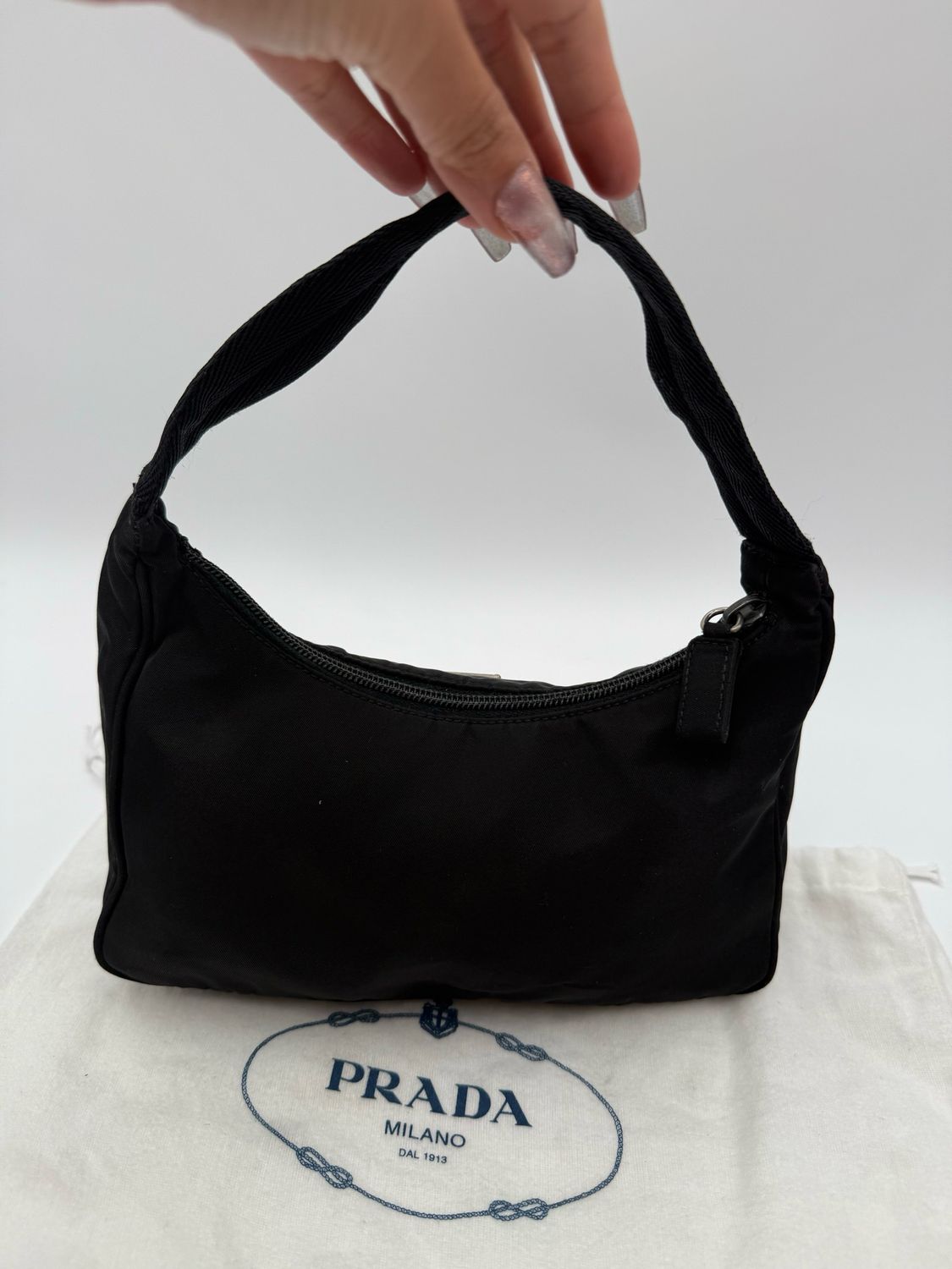 Prada Nylon Tessuto Hobo Shoulder Bag Pochette Black