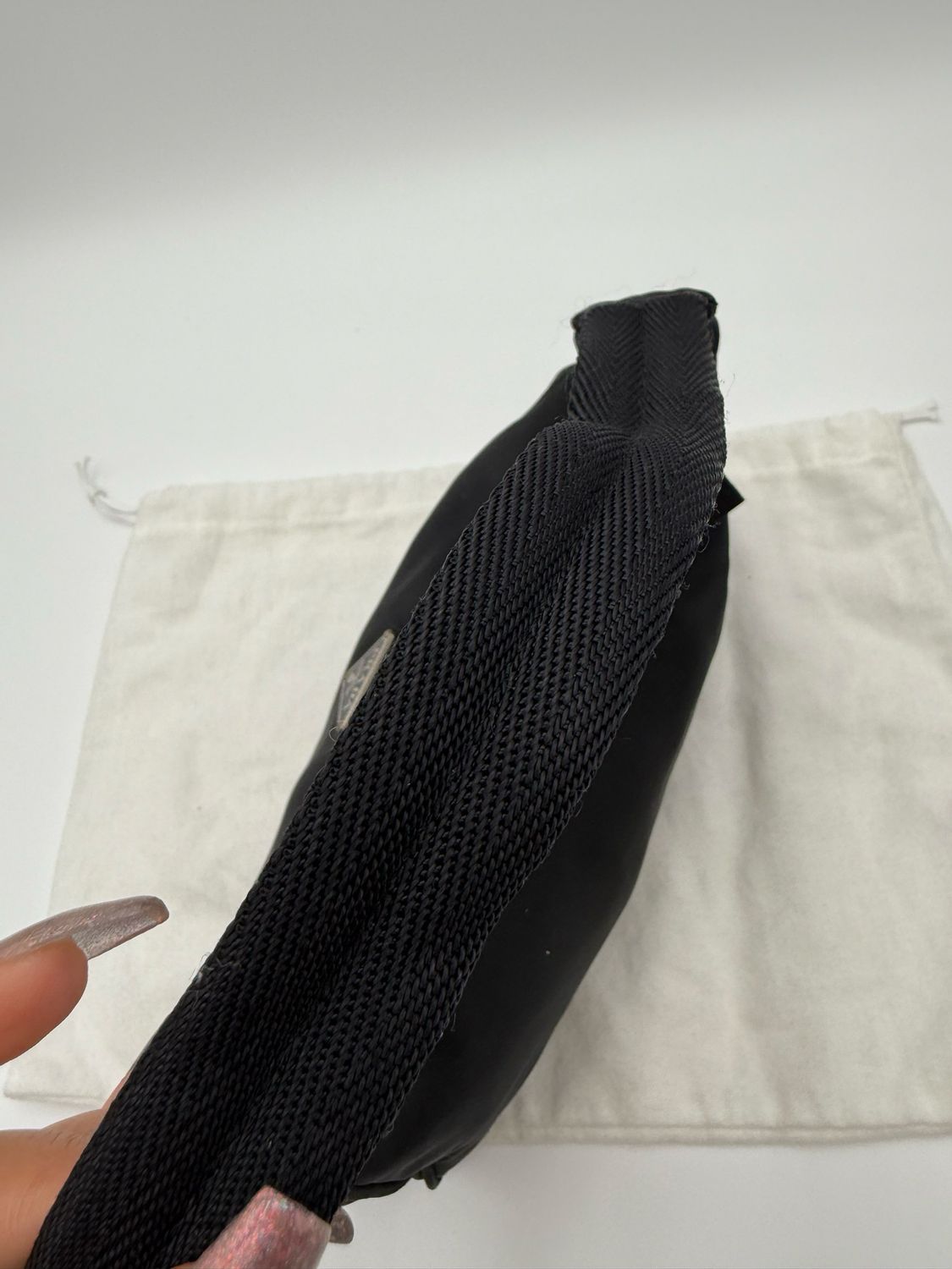 Prada Nylon Tessuto Hobo Shoulder Bag Pochette Black