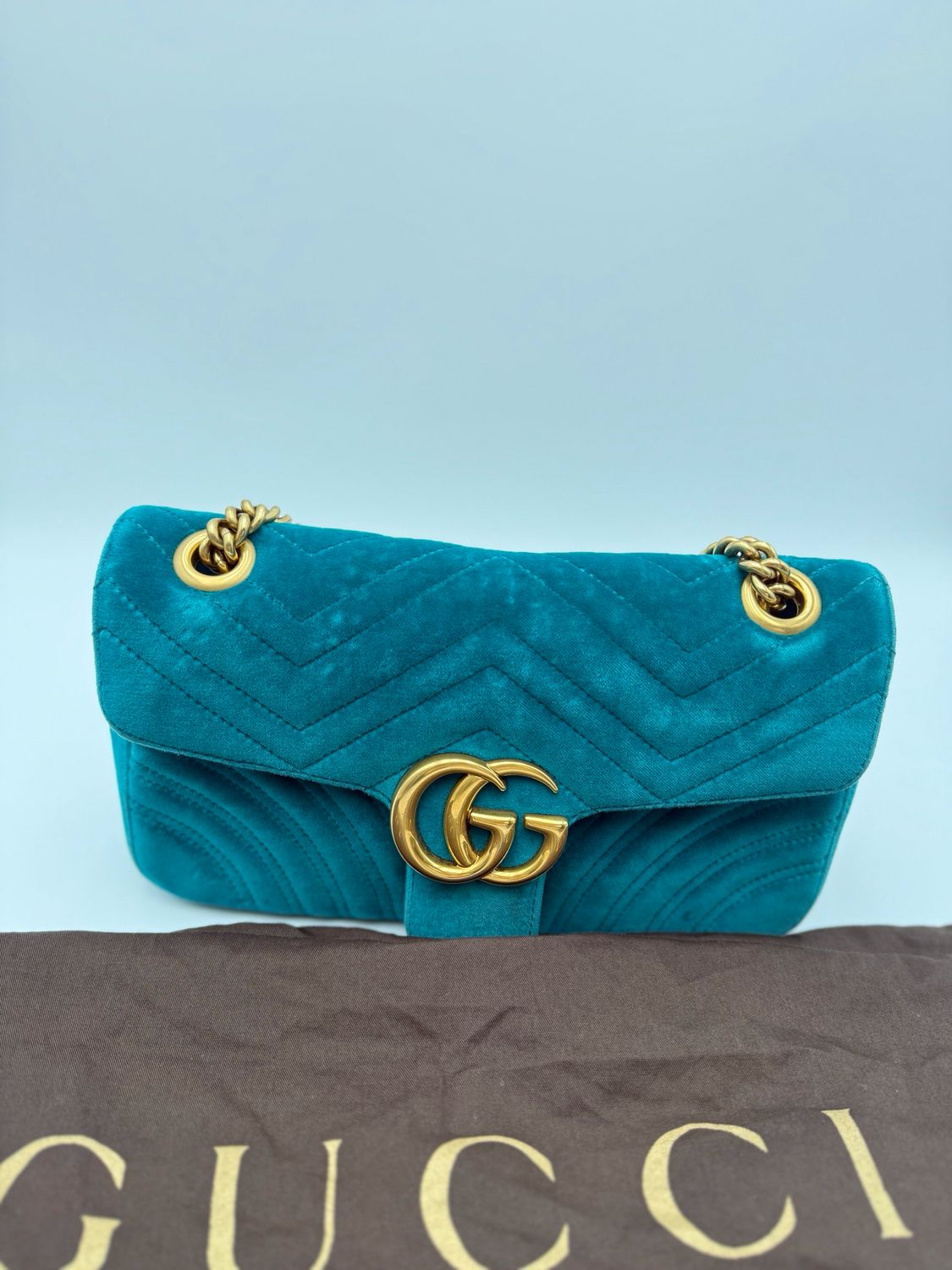 Gucci Marmont Suede Velvet Chain Strap Crossbody Messenger