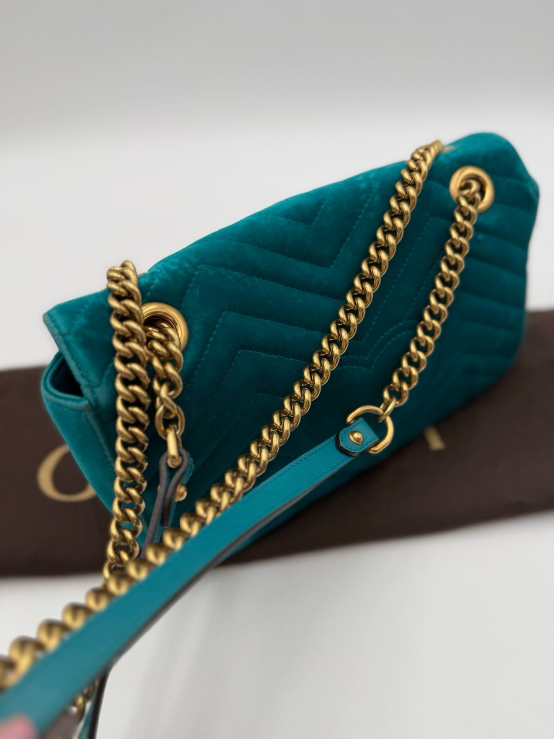 Gucci Marmont Suede Velvet Chain Strap Crossbody Messenger