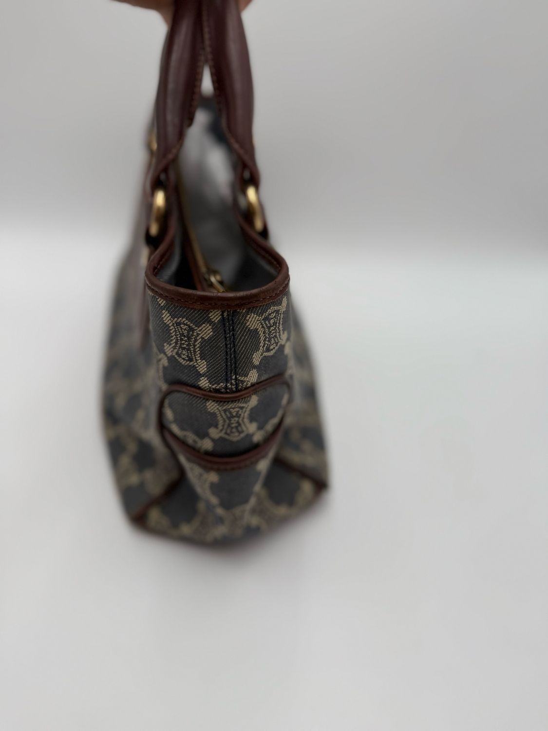  Celine Handbag Denim Macadam Top Handle