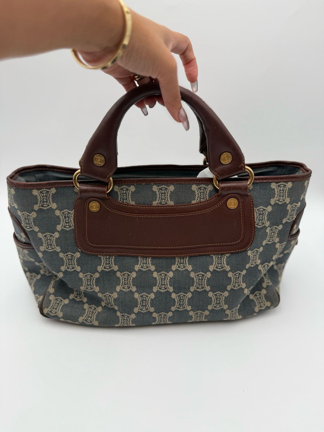  Celine Handbag Denim Macadam Top Handle