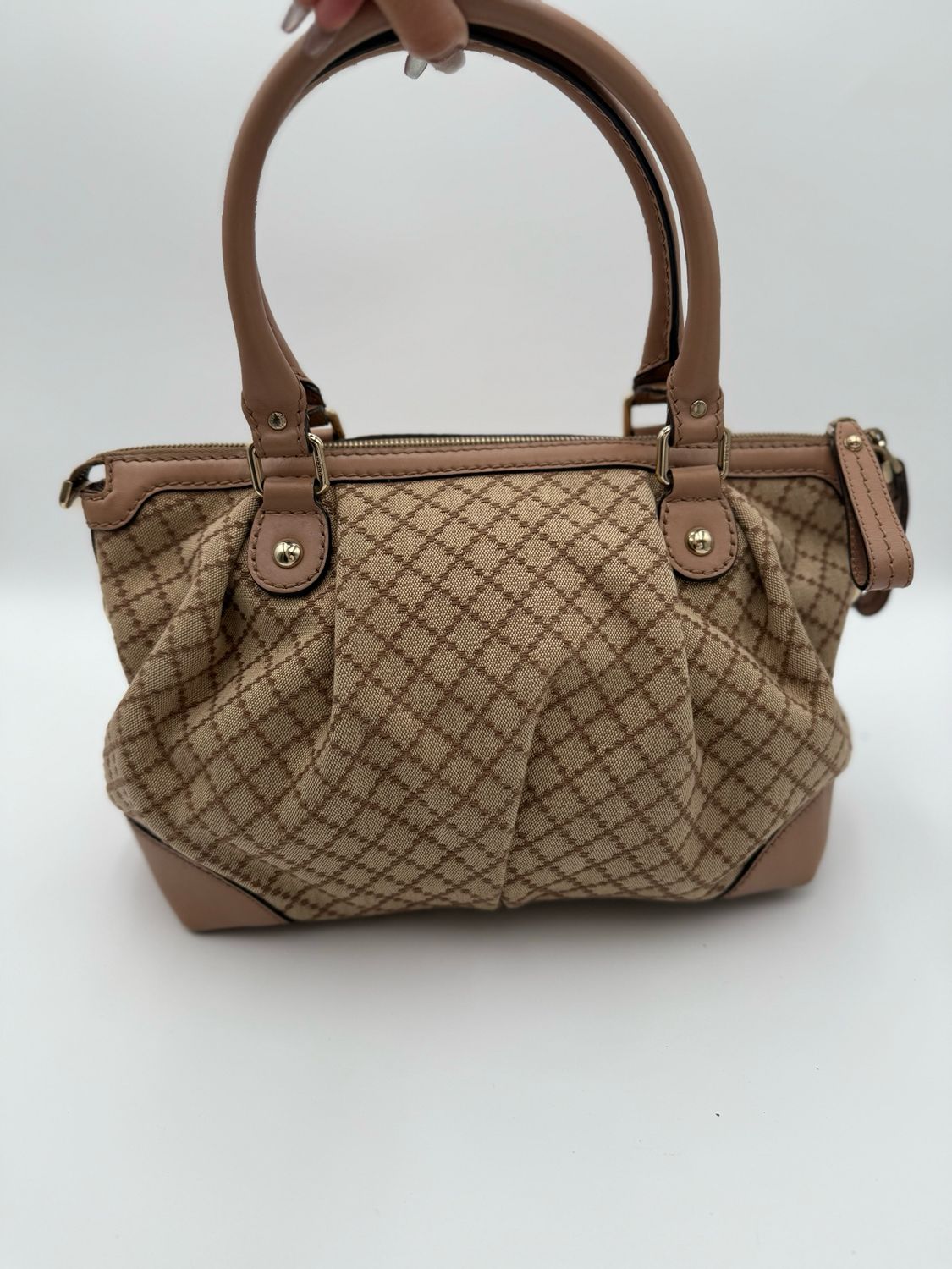 Gucci Sukey Canvas Diamante Zipper Top Handle
