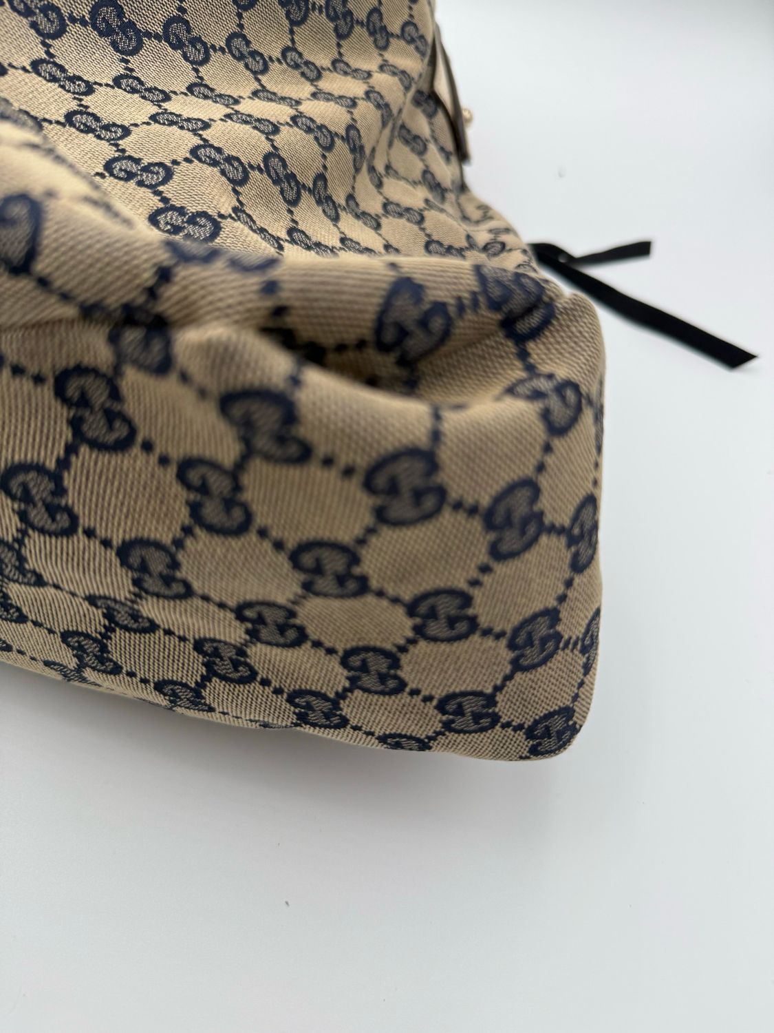 Gucci Monogram Canvas Hobo Horsebit Large Shoulder Bag