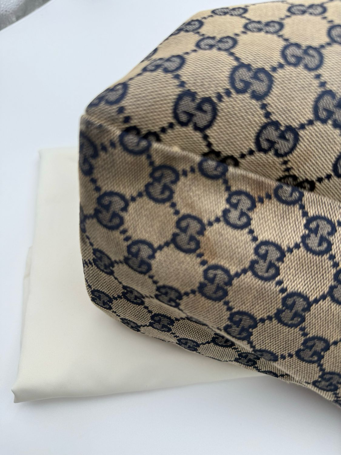 Gucci Monogram Canvas Hobo Horsebit Large Shoulder Bag