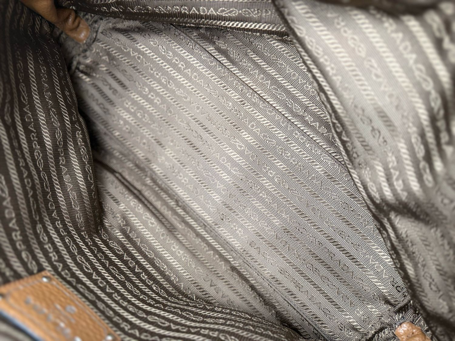 Prada Vitello Daino Side Zippers Shoulder Bag Long Strap Tote