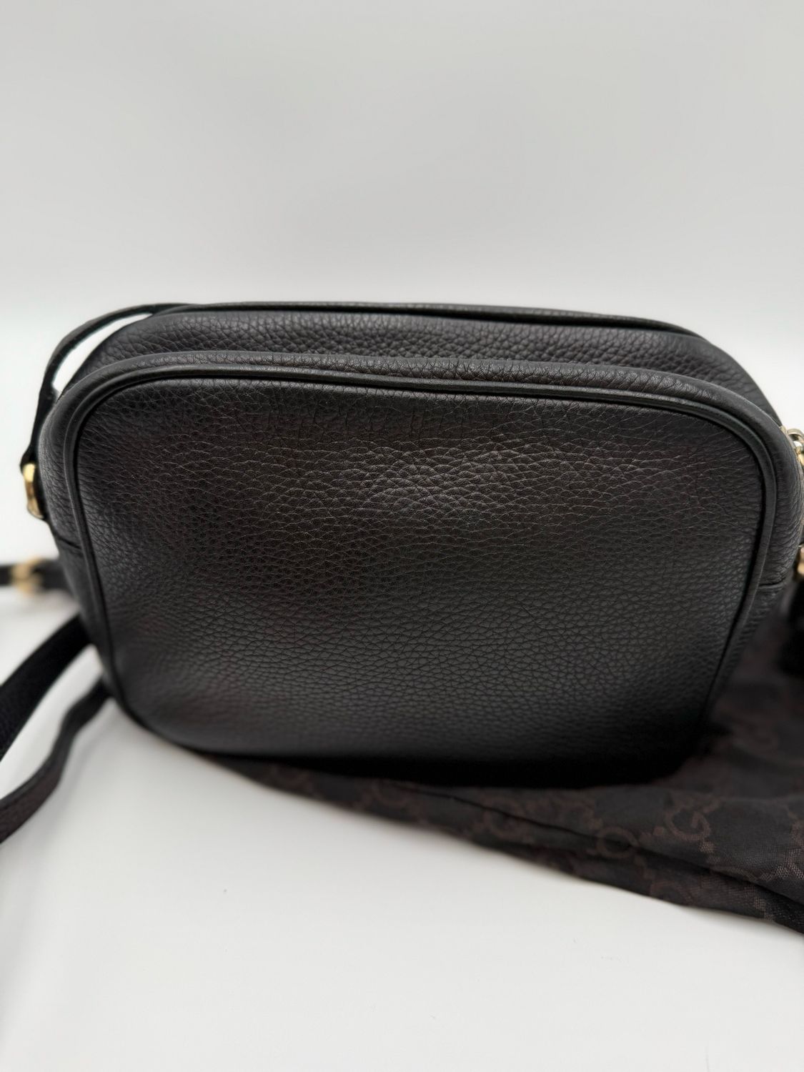 Gucci Soho Camera Bag Messenger Sling Small Black Pebbled Leather