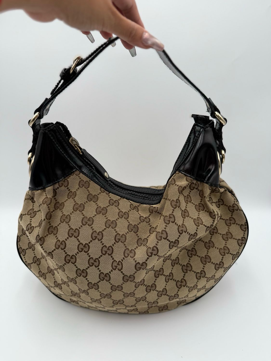 Gucci Monogram Canvas Hobo Shoulder Bag