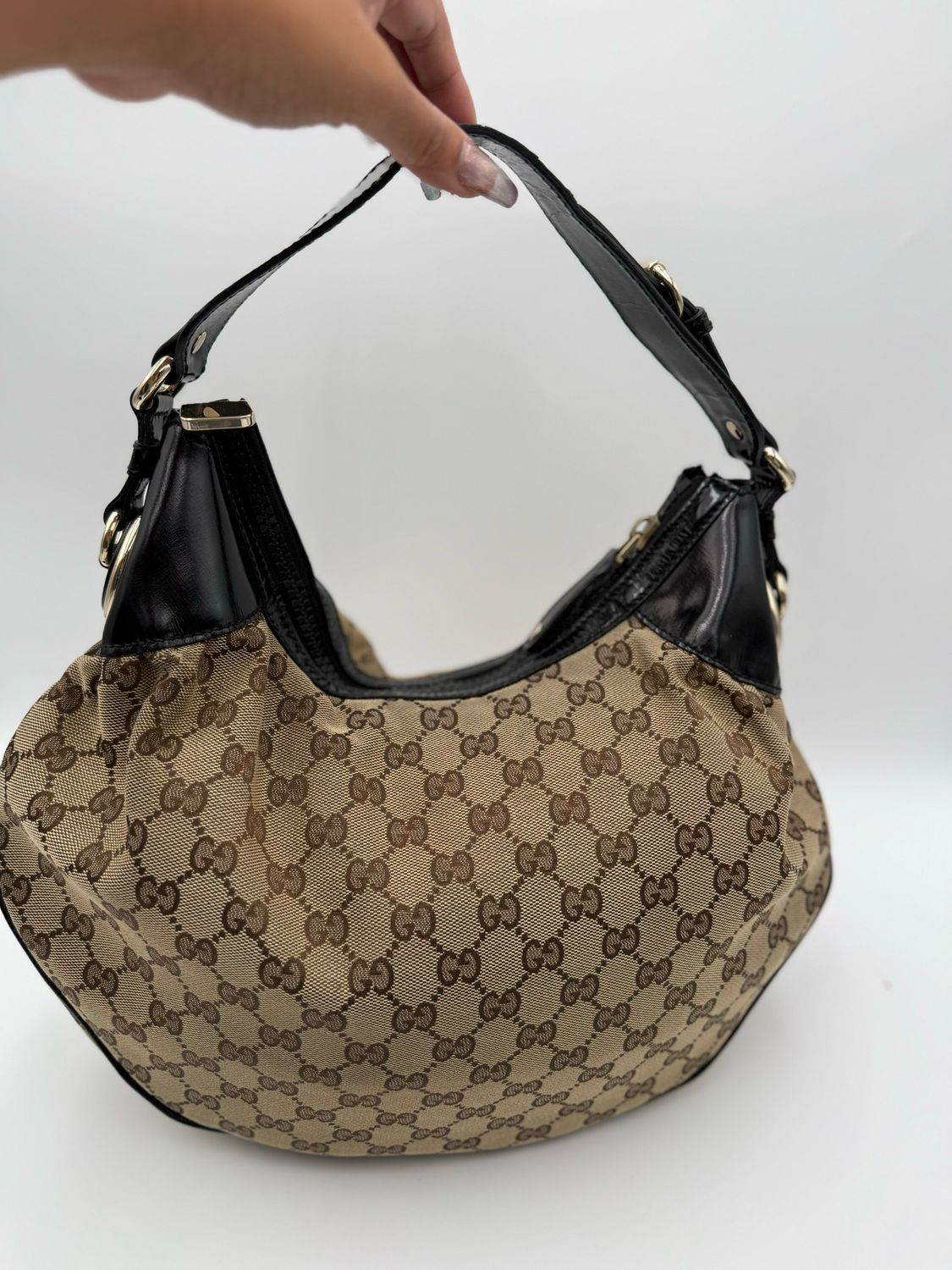 Gucci Monogram Canvas Hobo Shoulder Bag