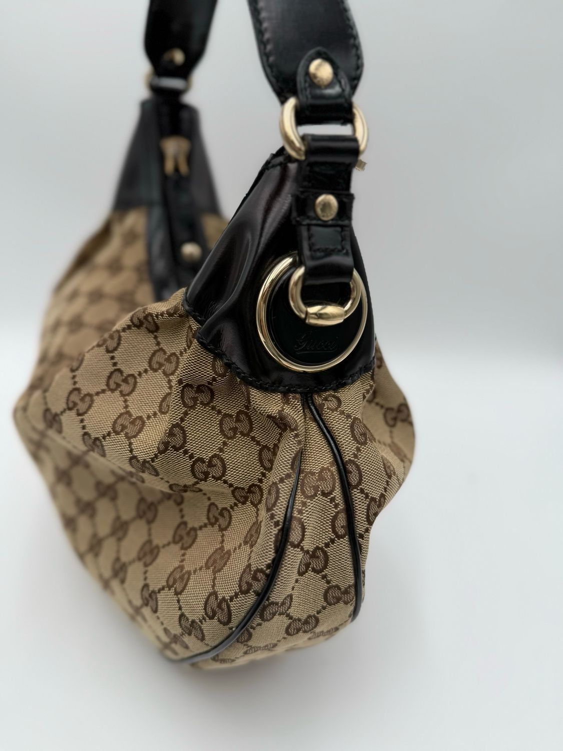 Gucci Monogram Canvas Hobo Shoulder Bag