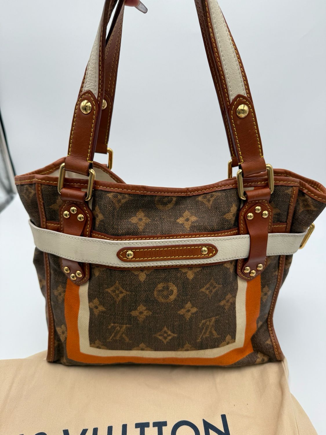 Louis Vuitton Monogram Tisse Sac Rayures PM Tote Shoulder Bag