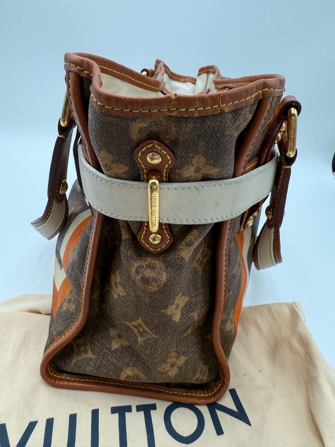 Louis Vuitton Monogram Tisse Sac Rayures PM Tote Shoulder Bag