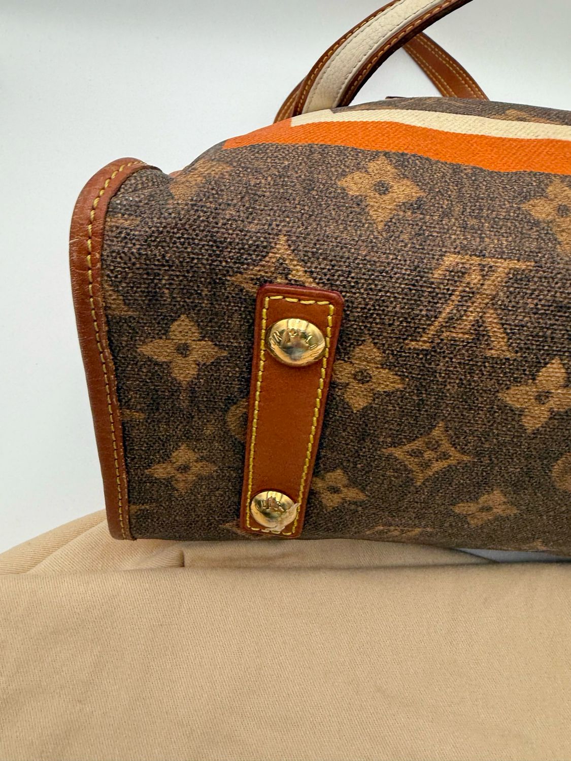 Louis Vuitton Monogram Tisse Sac Rayures PM Tote Shoulder Bag