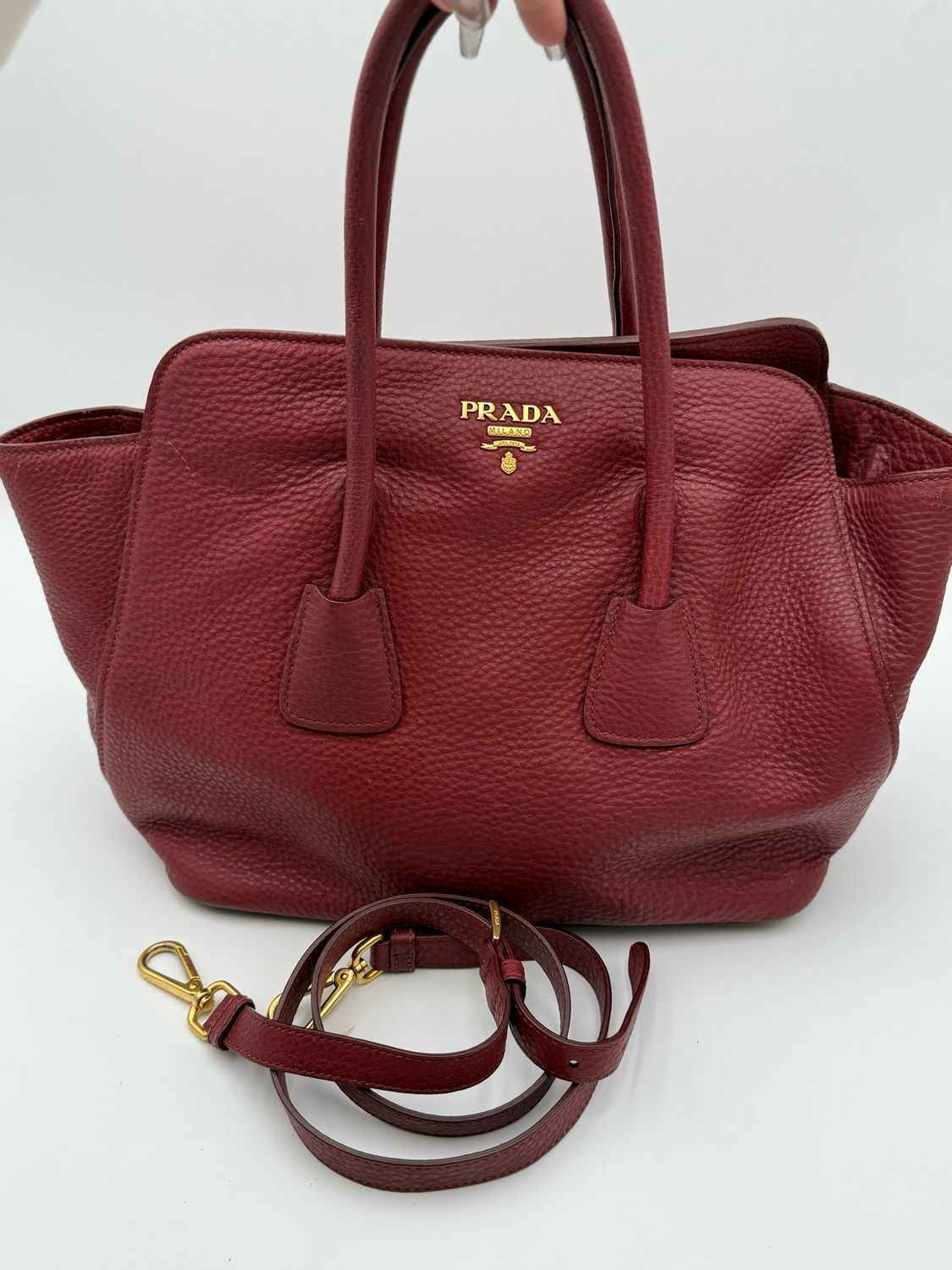 Vitello Daino Pebbled Leather Convertible Tote