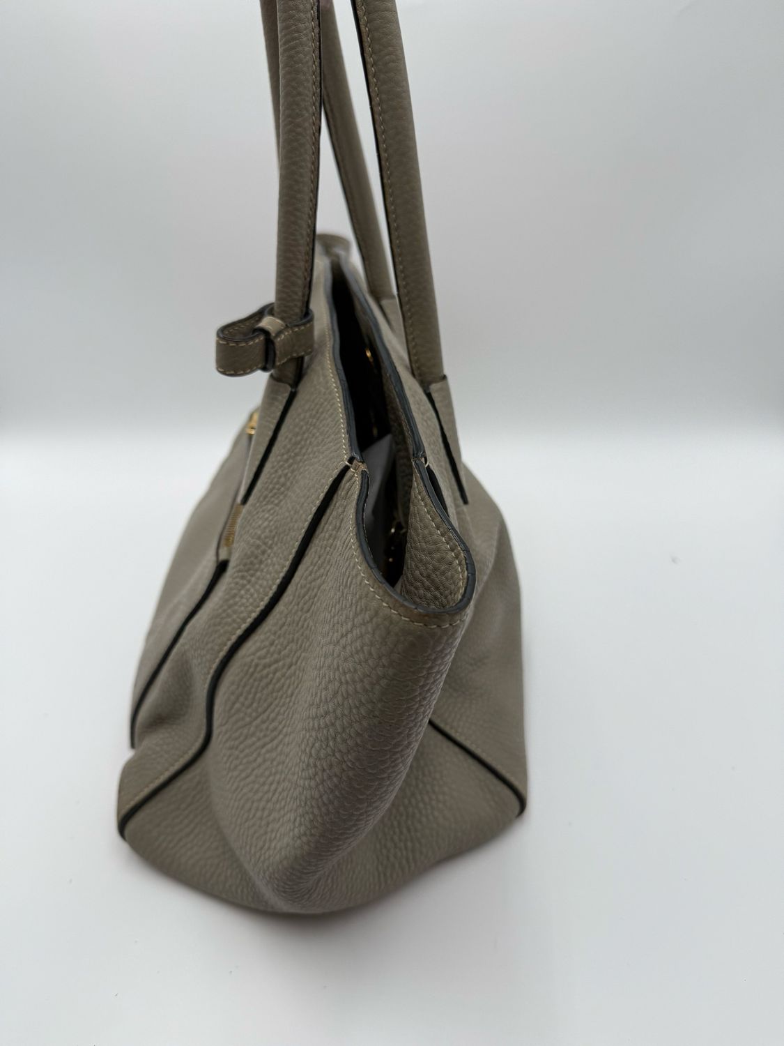Prada Vitello Daino Twin Tote Pebbled Leather Grey
