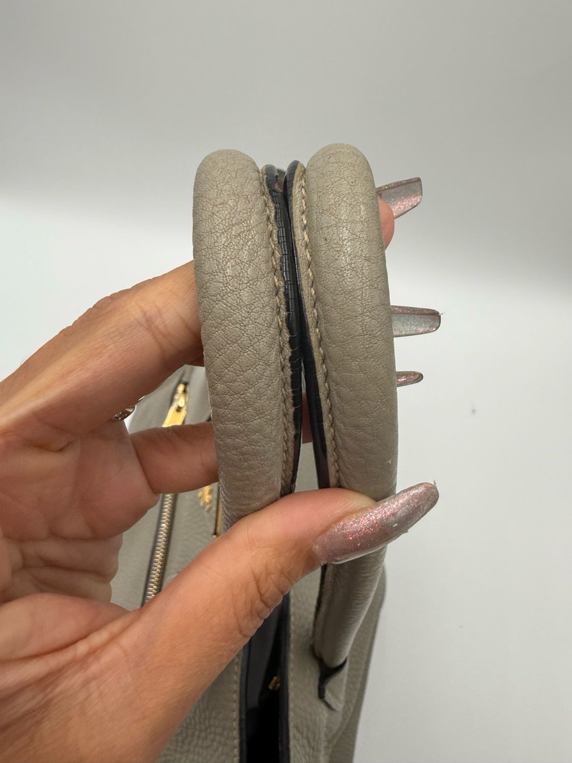 Prada Vitello Daino Twin Tote Pebbled Leather Grey