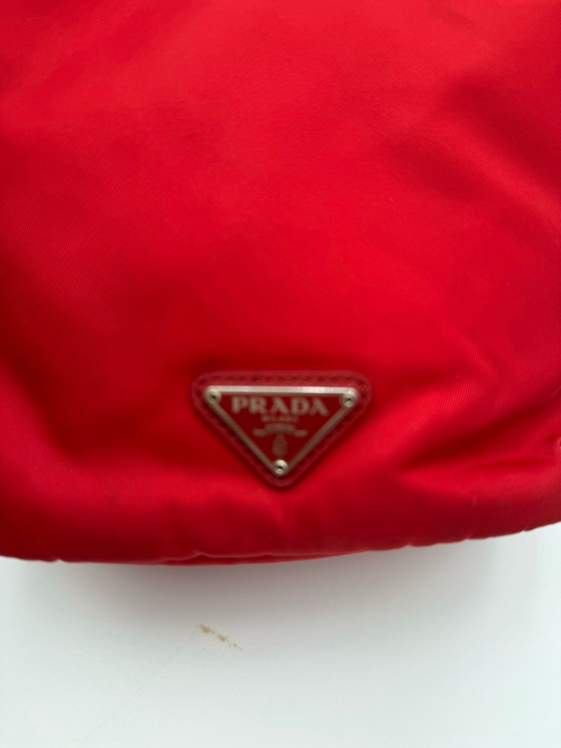 Prada Nylon Tessuto Saffiano Bucket Drawstring Wristlet Pouch