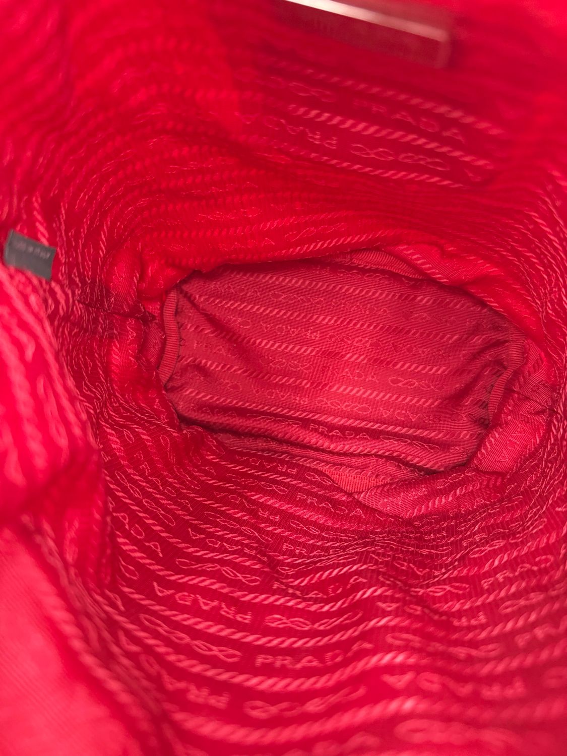 Prada Nylon Tessuto Saffiano Bucket Drawstring Wristlet Pouch