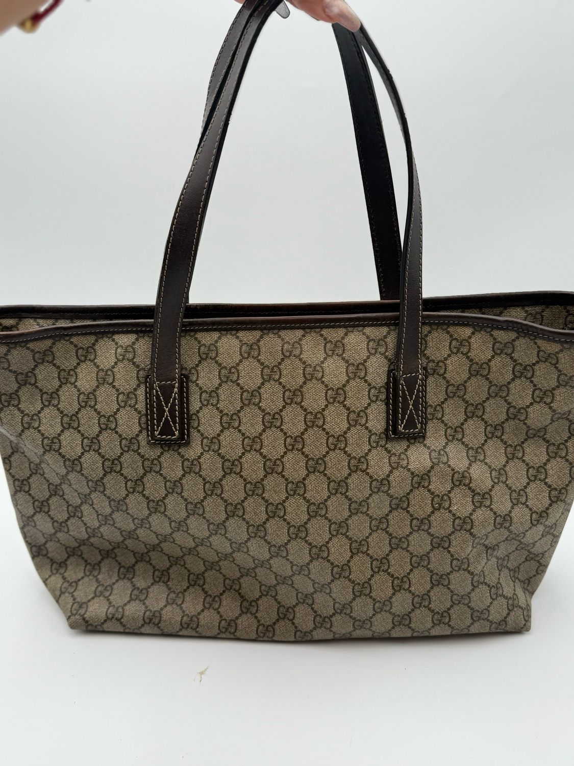 Gucci Monogram Supreme Zipper Tote Shoulder Bag