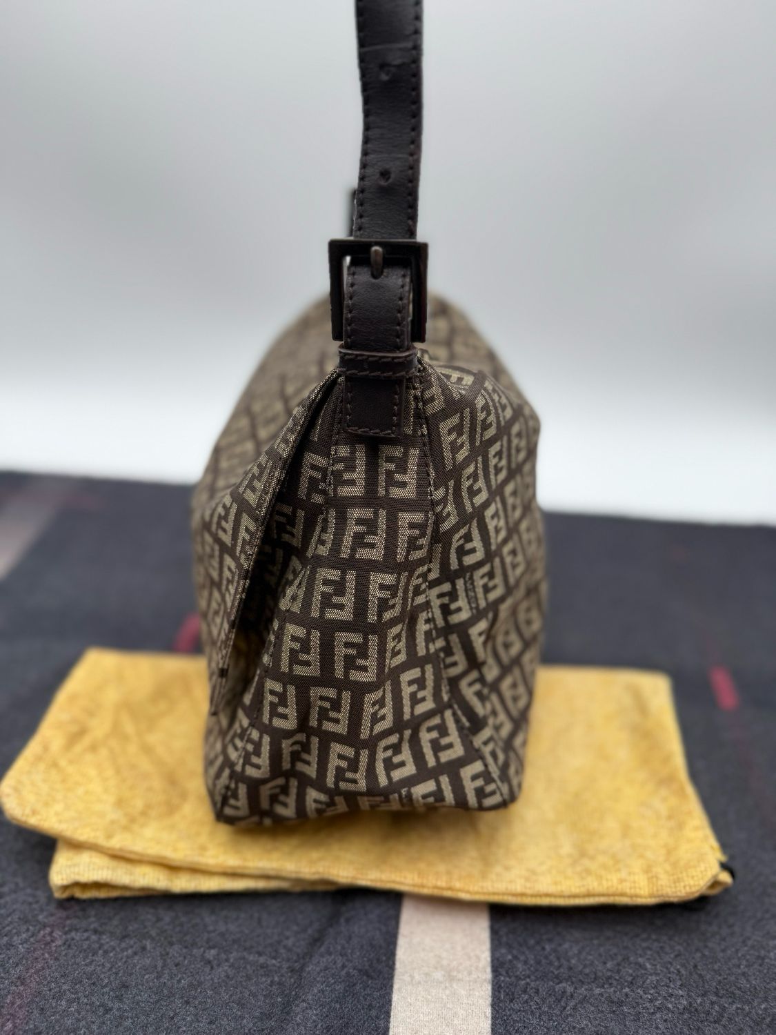 Fendi Zucca Baguette Hobo Mama Shoulder Bag