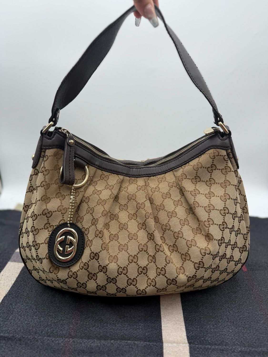 Gucci Monogram Sukey Hobo Shoulder Bag Canvas