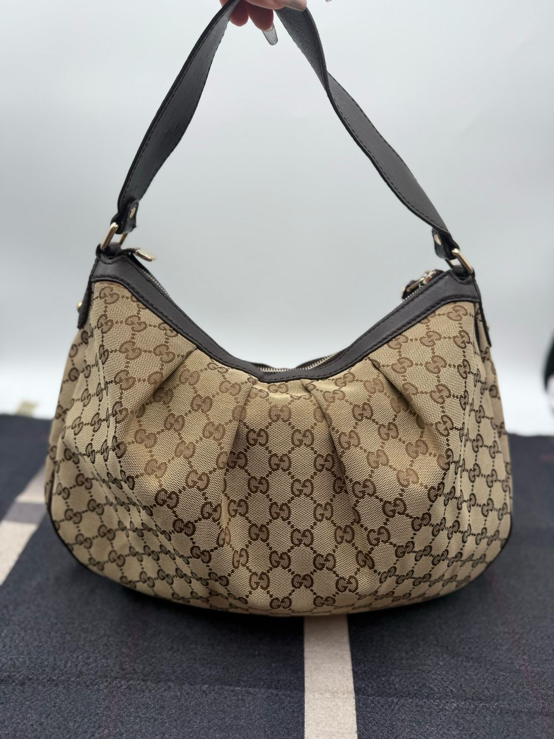 Gucci Monogram Sukey Hobo Shoulder Bag Canvas