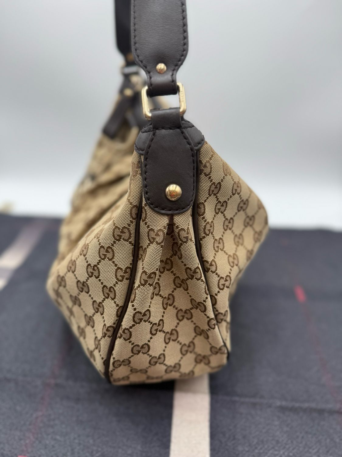 Gucci Monogram Sukey Hobo Shoulder Bag Canvas