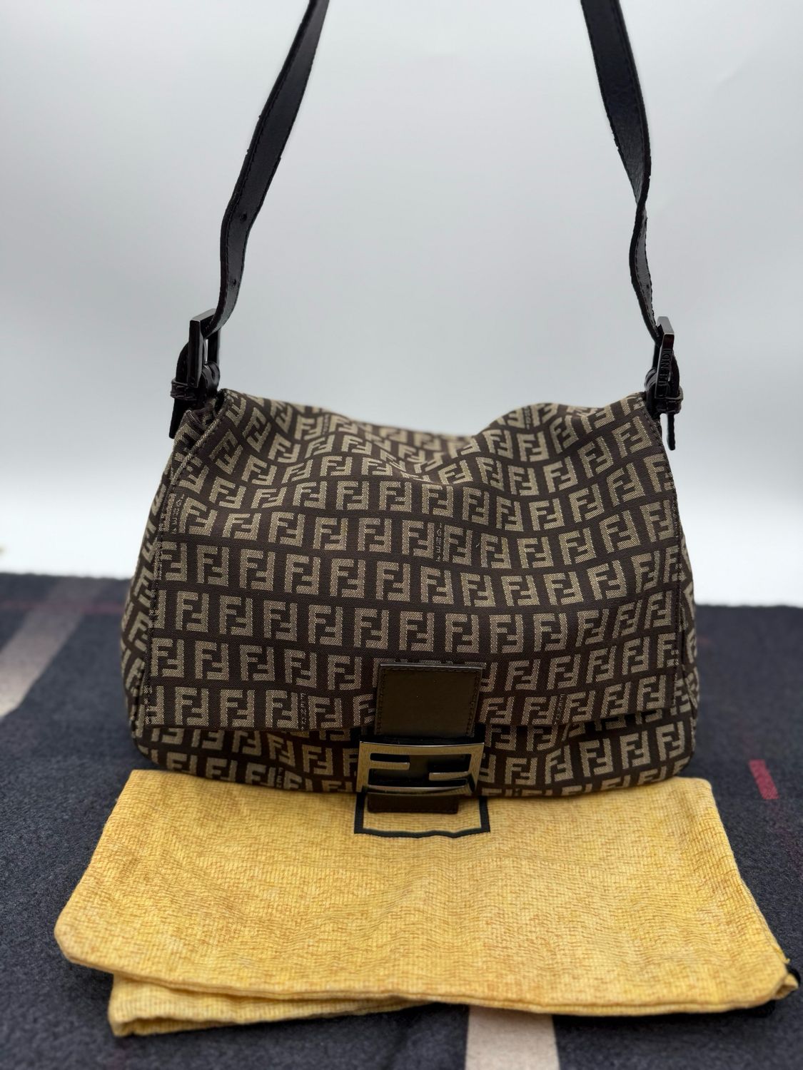 Fendi Zucca Baguette Hobo Mama Shoulder Bag