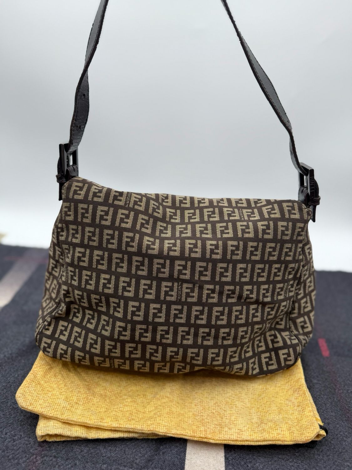 Fendi Zucca Baguette Hobo Mama Shoulder Bag