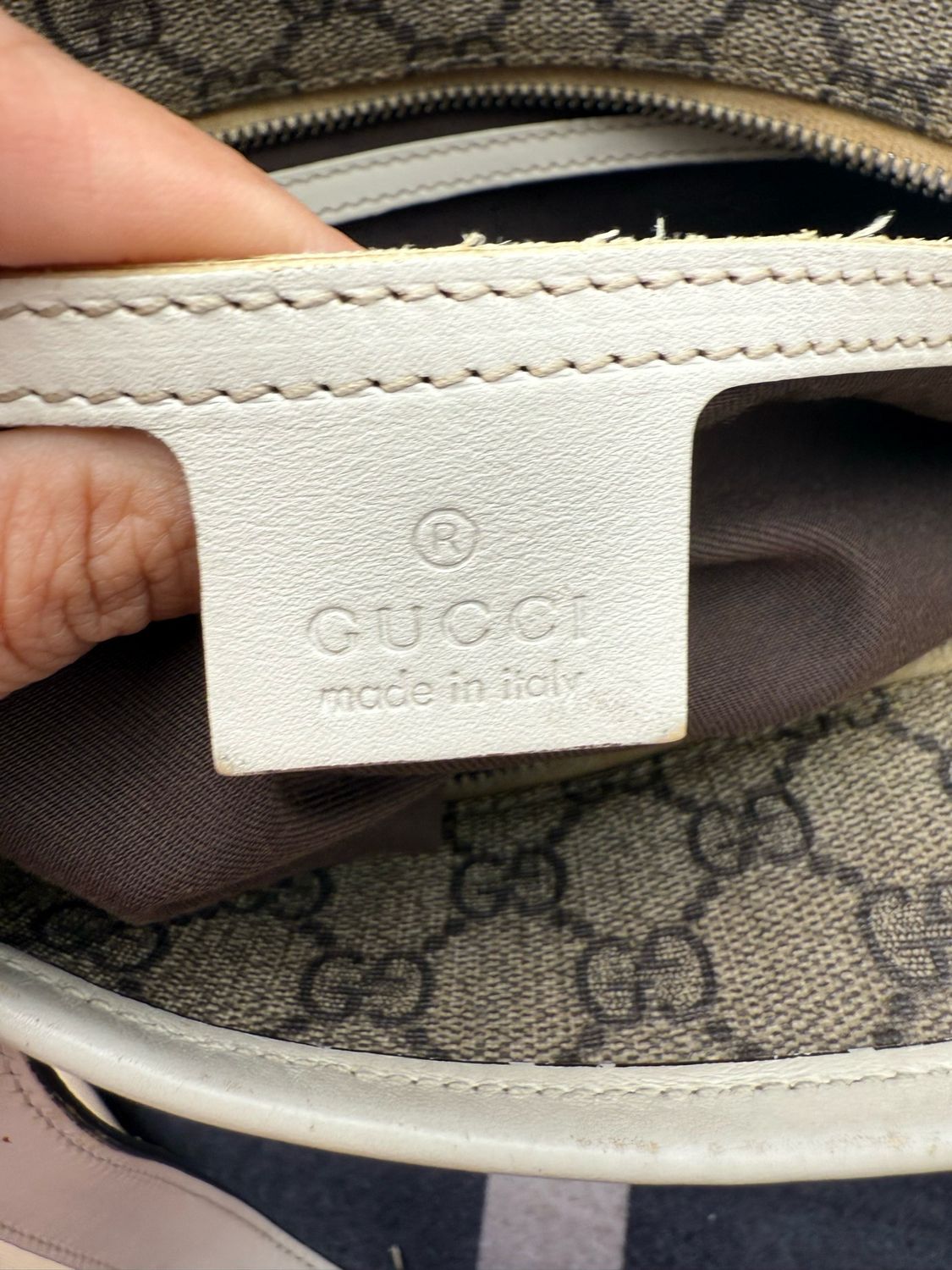 Gucci Monogram Supreme Zipper Tote Shoulder Bag