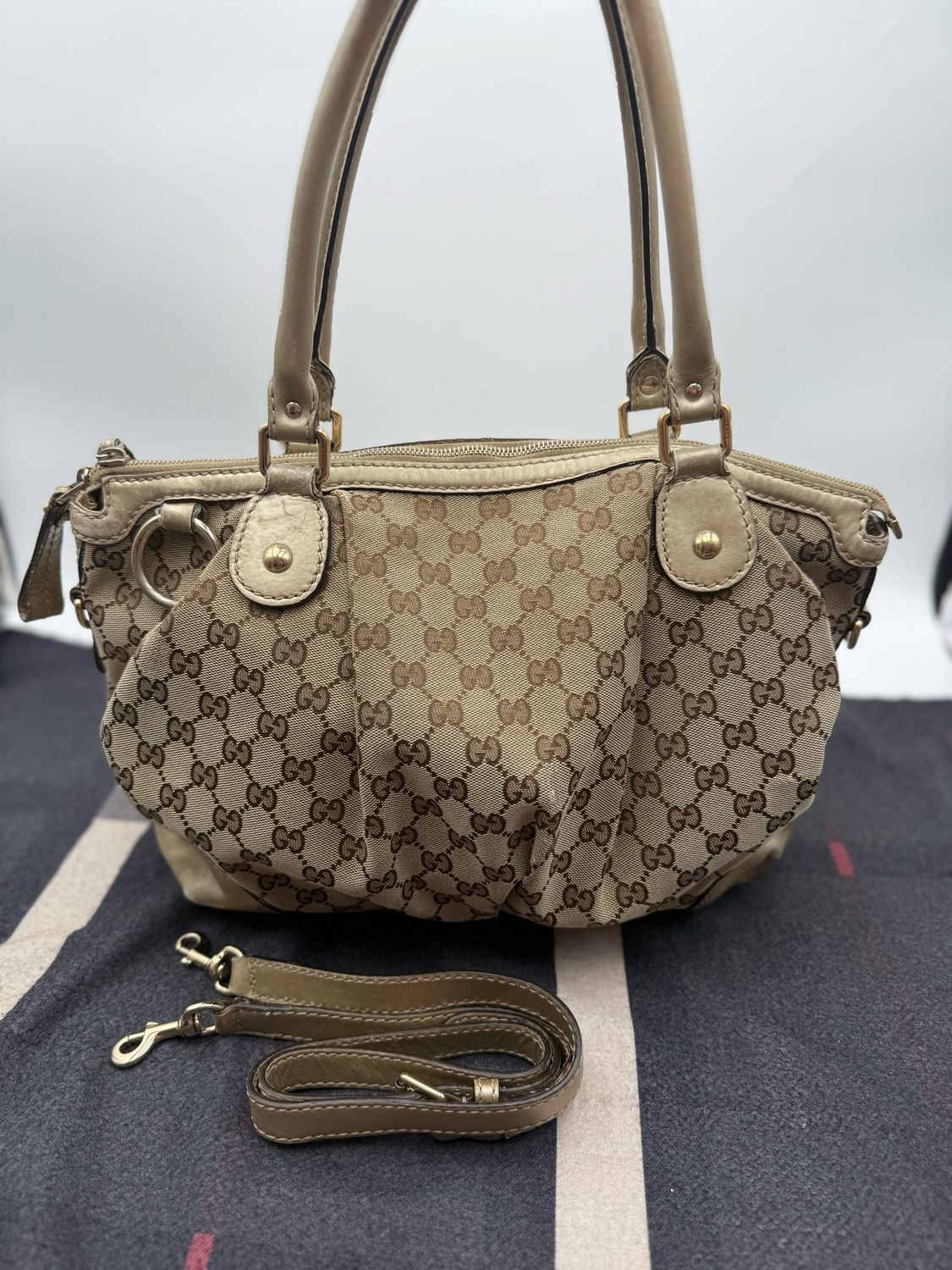 Gucci Monogram Sukey Two Way Canvas Tote Sling