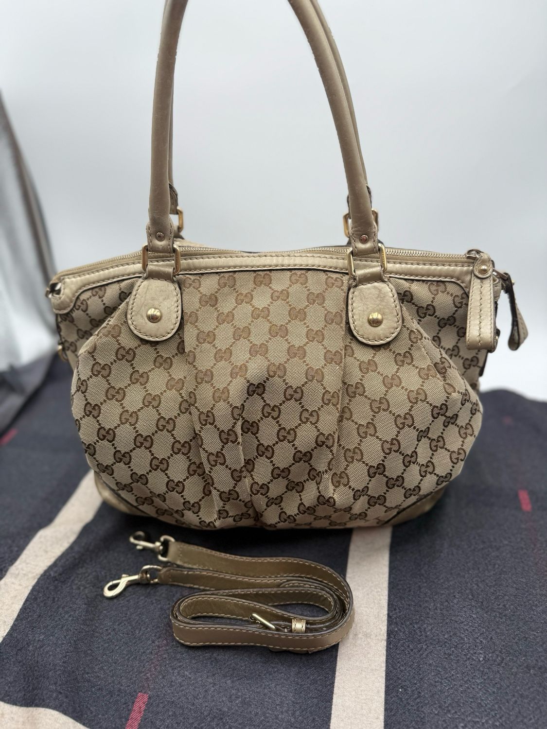 Gucci Monogram Sukey Two Way Canvas Tote Sling