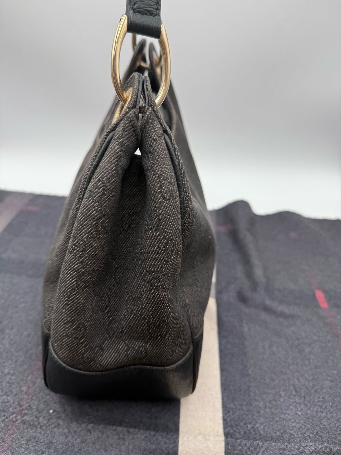 Gucci Monogram Canvas Denim Hobo Shoulder Bag