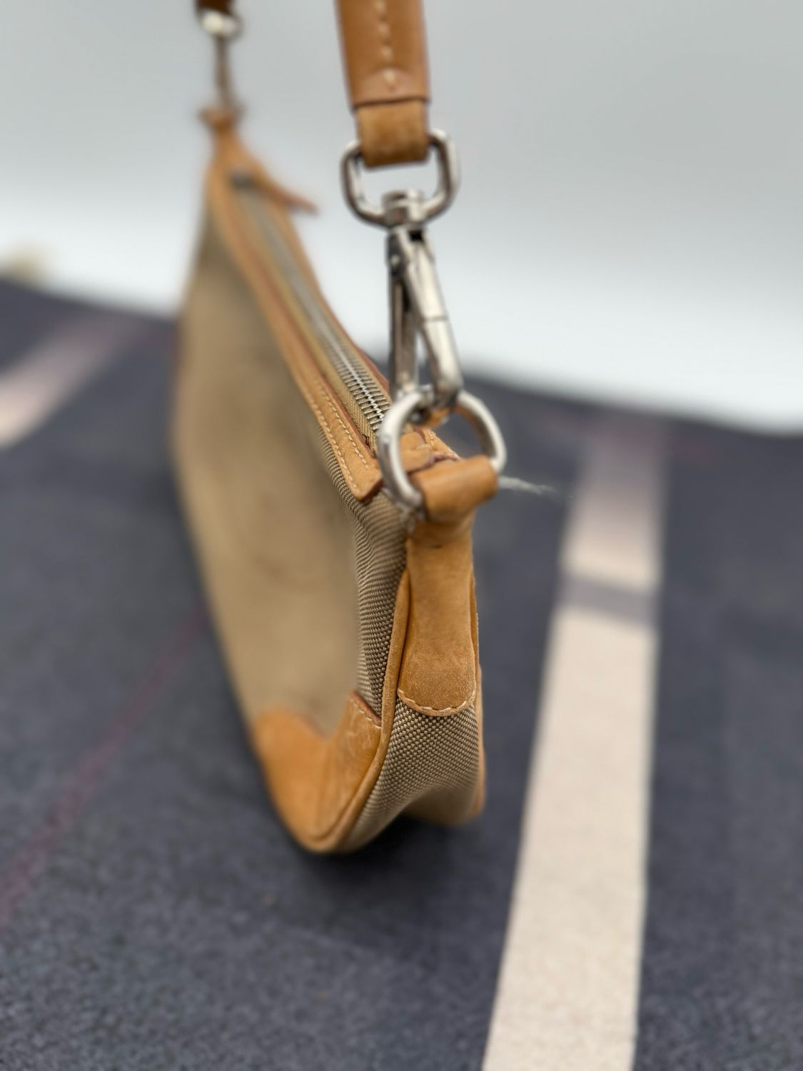 Prada Canapa Jacquard Baguette Logo Pochette Shoulder