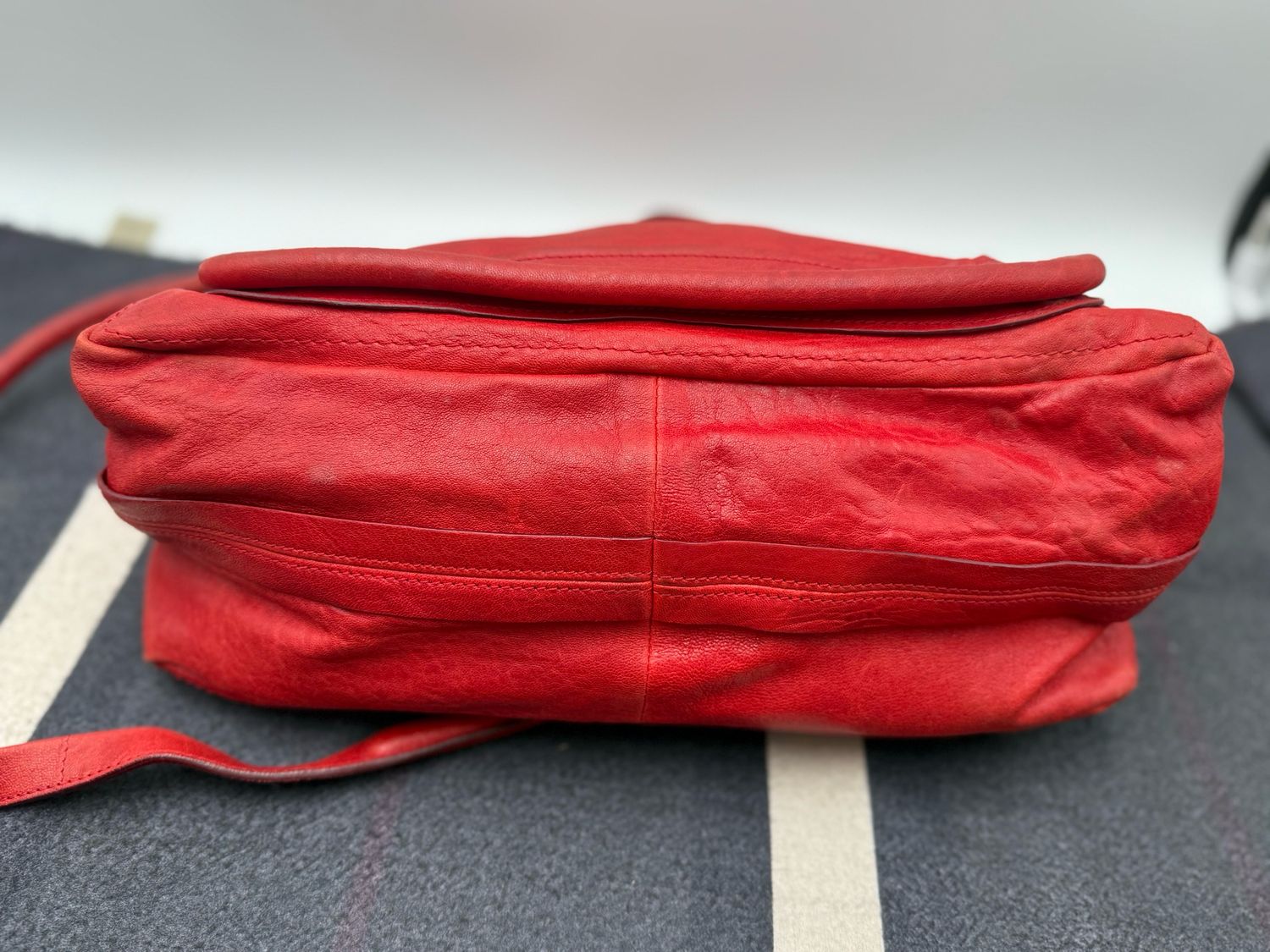 Chloe Pebbled Leather Rouge Large Paraty Shoulder Crossbody