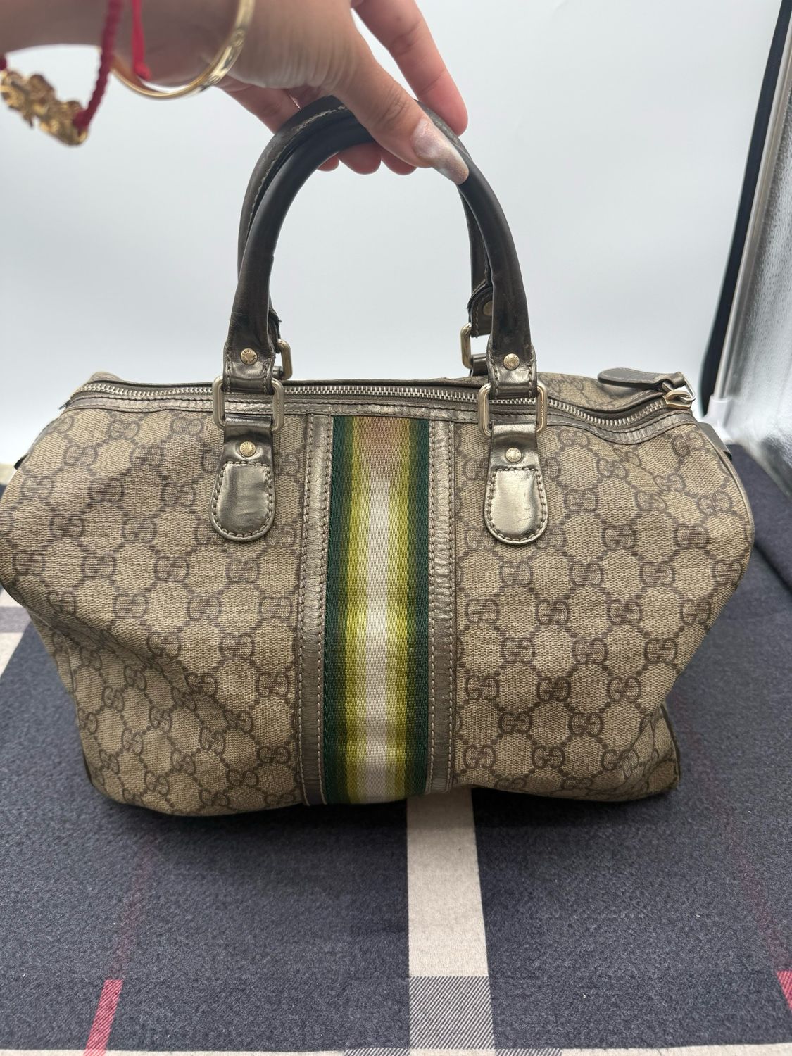Gucci Boston Bowler Web Joy Satchel Top Handle